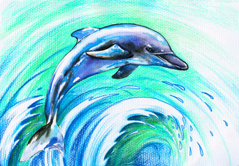 Fototapeta premium Jumping dolphin