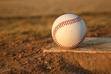 Baseball on Pitchers Mound Rubber