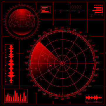 Digital Radar screen with globe