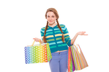 beautiful woman with shopping bags