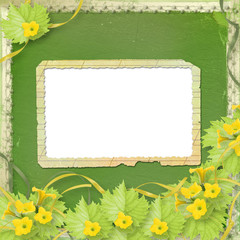 Obraz premium Grunge paper frames with flowers pumpkins and ribbons