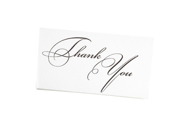 card signed thank you isolated on white