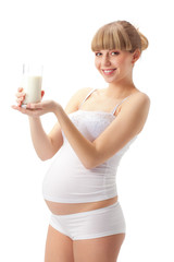 pregnant woman with milk