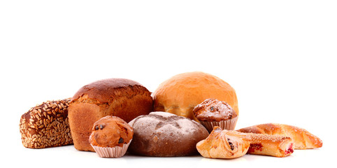 Fresh wheat bread. Isolated on white background