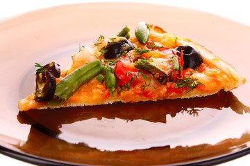 tasty Pizza with olives isolated on white