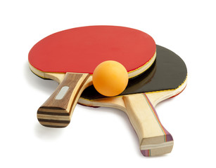 Ping pong paddles and balls