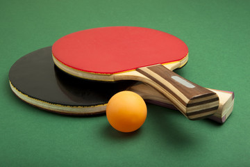 Ping pong paddles and balls