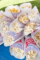 Popcorn bags at an outdoor party or sporting event