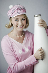 Portrait of a woman holding megaphone
