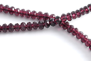 Crystal beads on white background.