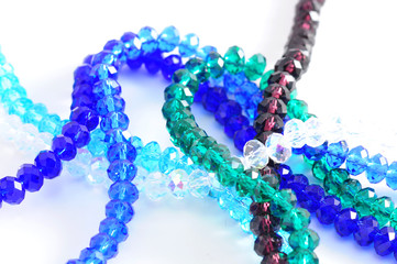 Crystal beads on white background.