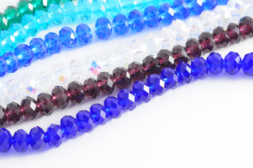 Crystal beads on white background.