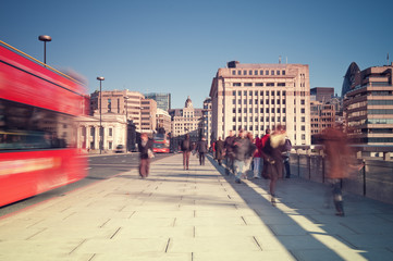 Naklejka premium Morning commuters in London.