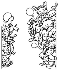 Happy kids different races stand by blank