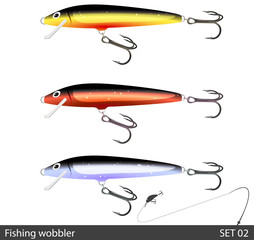 Set of fishing wobbler. Vector illustration.
