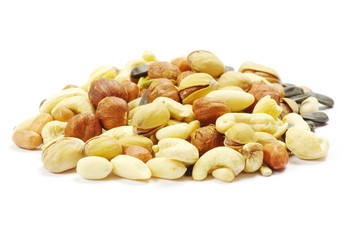 mixed nuts on white