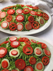 mixed salad with lettuce, tomato and radish