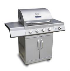 Barbecue gas grill in stainless steel, isolated