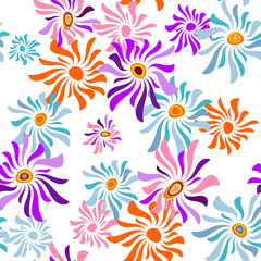 Floral white seamless pattern