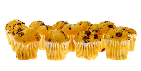 Many chocolate muffins