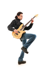 Guitar player isolated on the white background