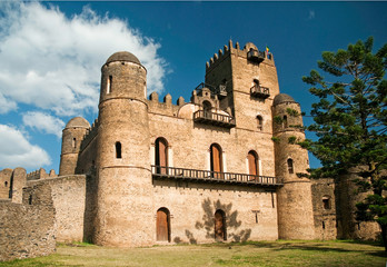 gonder gondar ethiopia royal ethiopian kings castle - obrazy, fototapety, plakaty