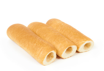 Three hot dog rolls