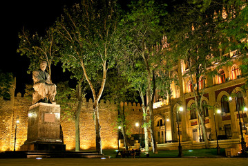 statue in park, central baku azerbaijan