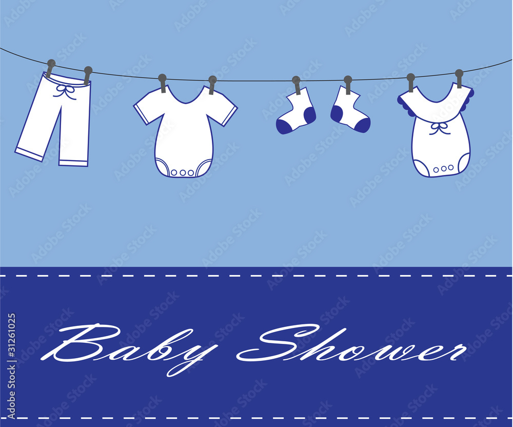 Sticker Baby Boy Invitation