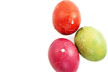Broken green, red  and pink easter eggs