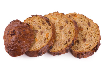 The cut bread isolated on white background