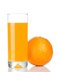Orange and glass of juice