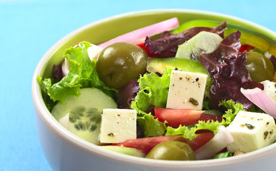 Greek salad out of cheese and vegetables