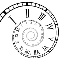 Spiral Roman Numeral Clock Time-Line - obrazy, fototapety, plakaty