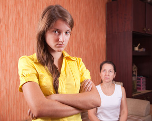Mother and  daughter having quarrel