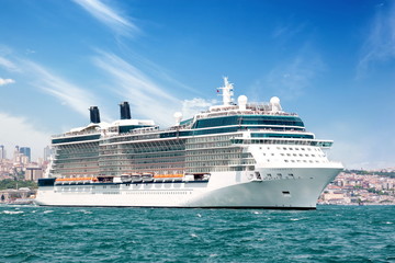 Luxury cruise ship sailing Bosporus waters