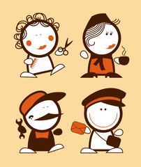 Set of profession funny peoples icons.