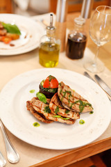 Grilled steak meat with vegetables