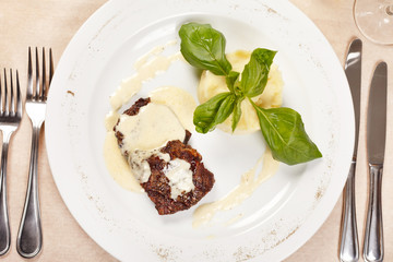 beef steak with potatoes