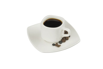 Taza de café y granos
