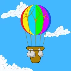  Multicolor hete luchtballon in blauwe lucht. © pukach2012