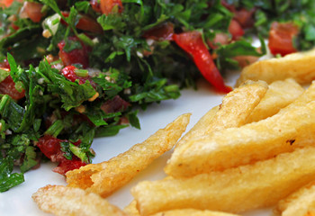 Tabbouleh and French Fries