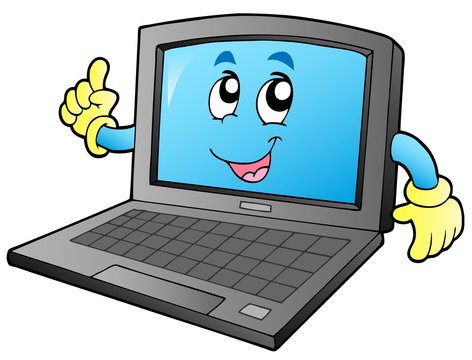 Cartoon smiling laptop