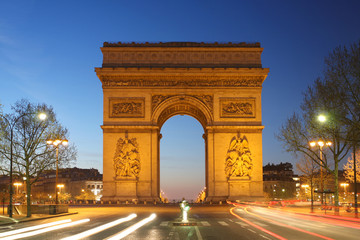 Paris, Famous Arc de Triumph at evening , France