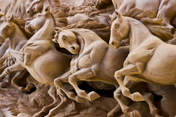 engrave  horse flesh on hardwood