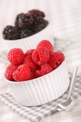 fresh raspberries and blackberries