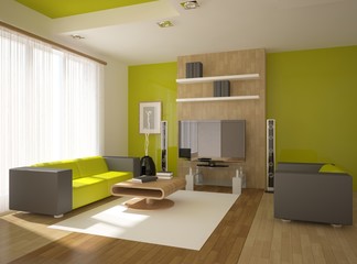 Fototapeta na wymiar green modern interior