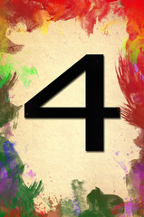 Number four watercolor on vintage paper