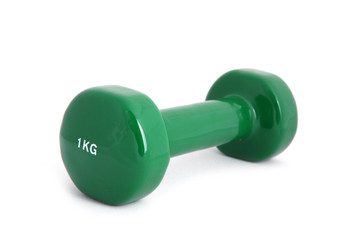1 kg rubber coated dumbbell on white background