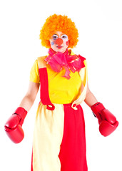 girl clown in colorful costume